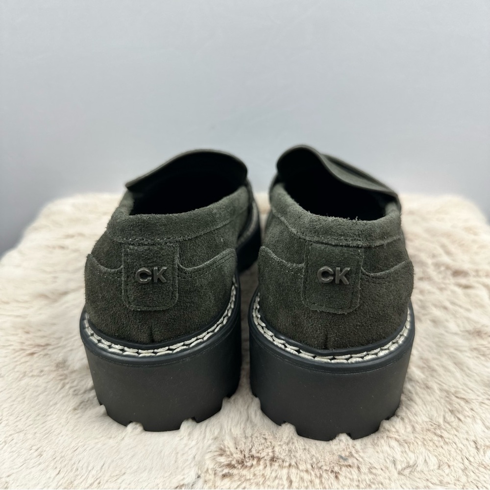 CALVIN KLEIN Women Suzie Suede Slip-on Lug Sole Loafer Dark Green Sz 5.5 - Picture 5 of 14